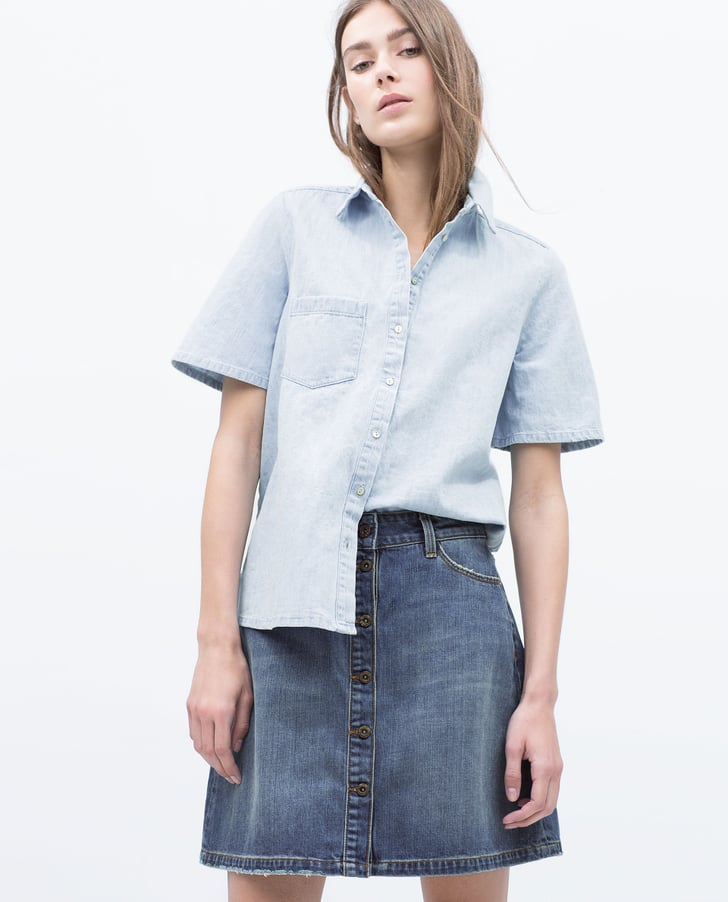Short denim skirt with front buttons ($30, originally $50) | Zara Sale ...