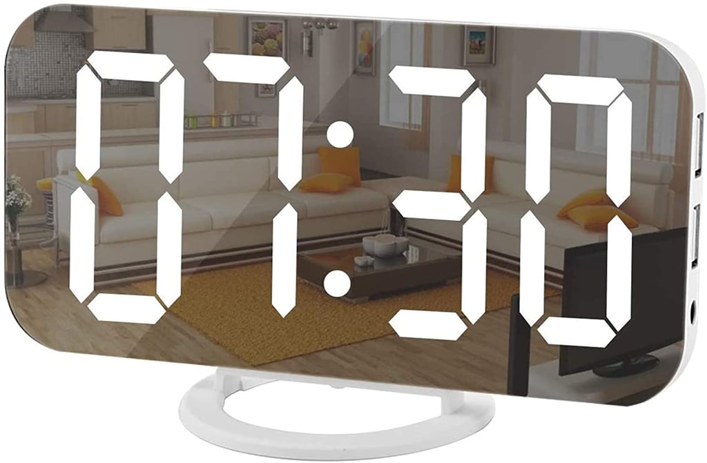 Modern Mirror Surface LED Digital Alarm Clock with Diming Mode