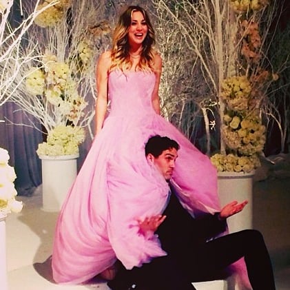 Kaley Cuoco Pink Vera Wang Wedding Dress