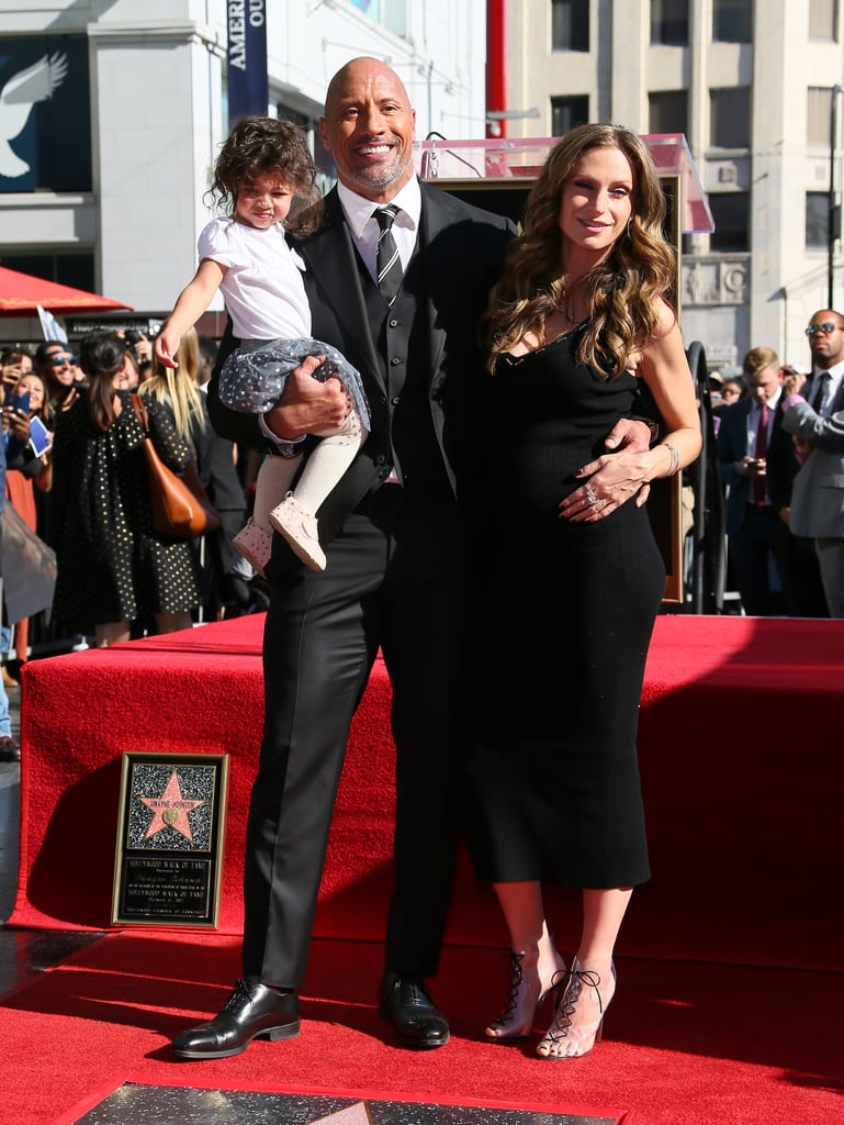 Dwayne Johnson and Family at Hollywood Walk of Fame Ceremony