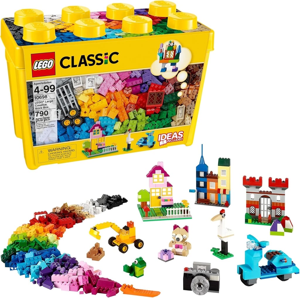 LEGO Classic Large Creative Brick Box 10698 Building Set ($34, originally $60)
For ages four and up, this LEGO set includes eight different types of toy windows and toy doors, two green baseplates, and six toy tires and toy wheel rims, so they can really get creative. There are 790 pieces total in 33 different colors. The possibilities really are endless.