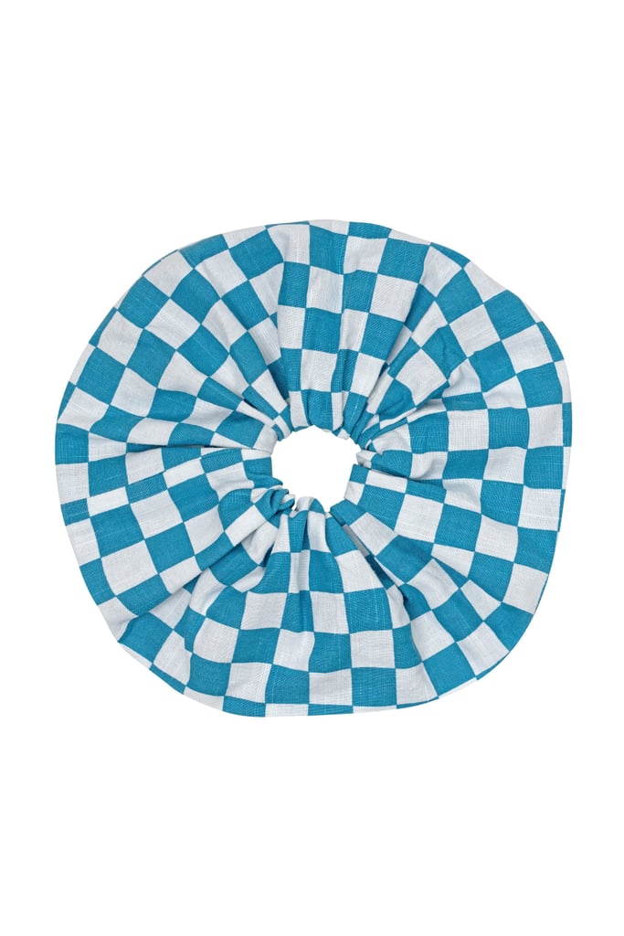Wray Aqua Check Scrunchie
