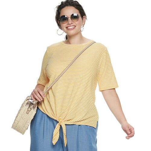 POPSUGAR Plus Size Tie-Front Slouchy Tee