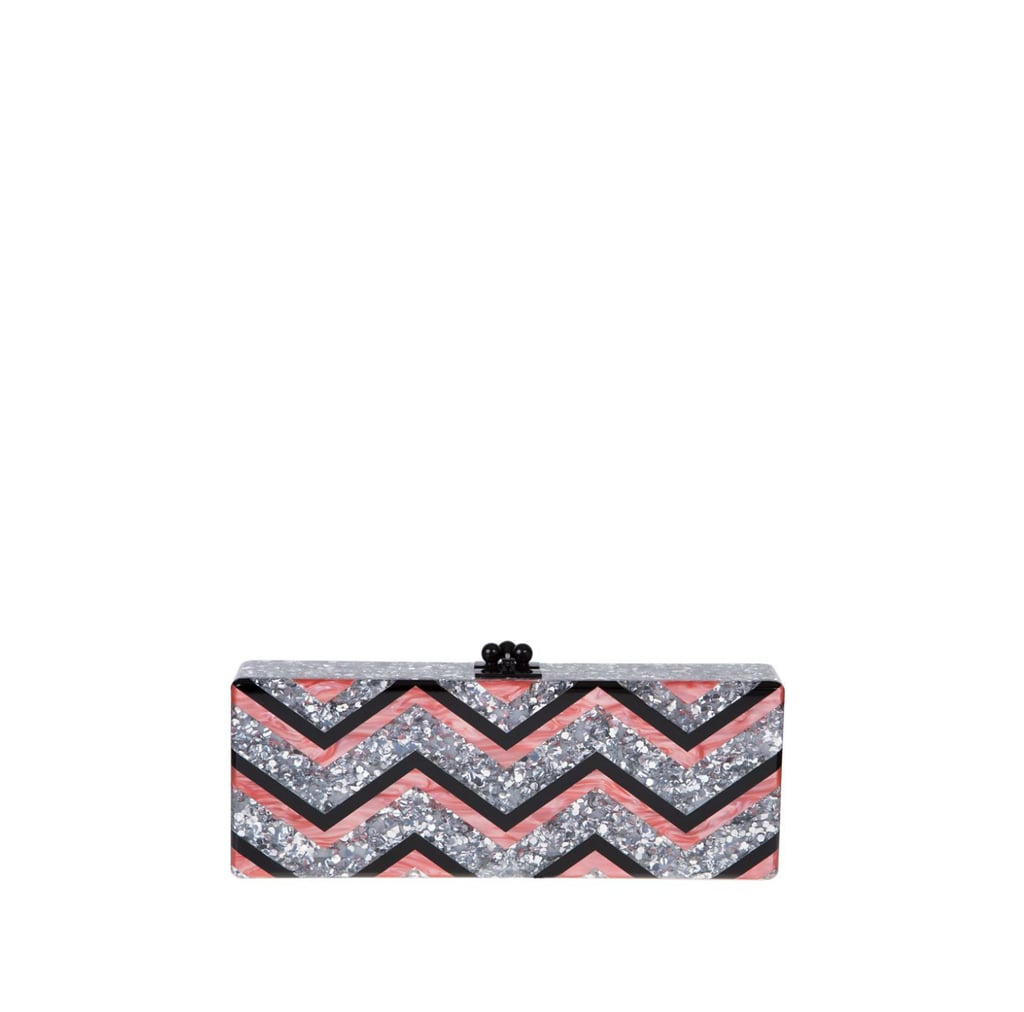 Edie Parker Flavia Glittered Chevron Acrylic Clutch ($1,595)