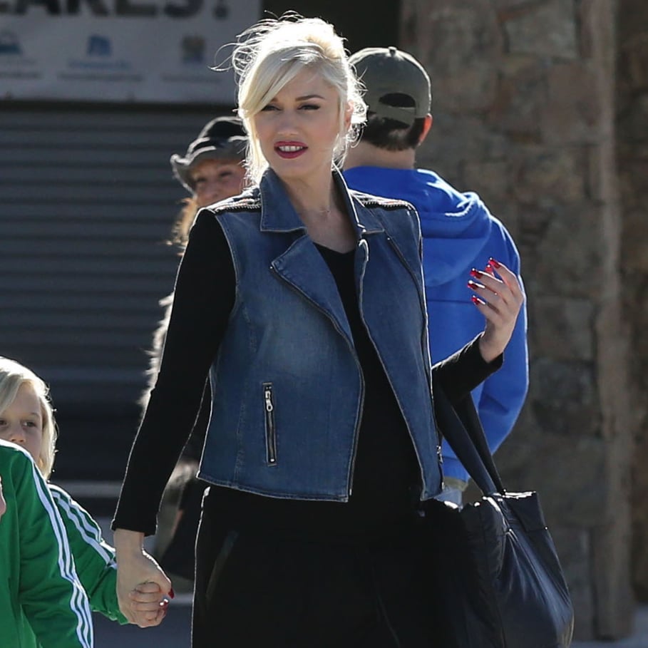 Gwen Stefani S Denim Vest Outfit Video Popsugar Fashion