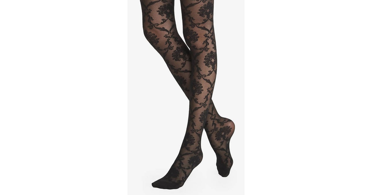 Express Baroque Lace Sheer Full Tights Winter Florals POPSUGAR