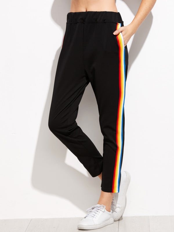 Shein Contrast Rainbow Stripe Pants