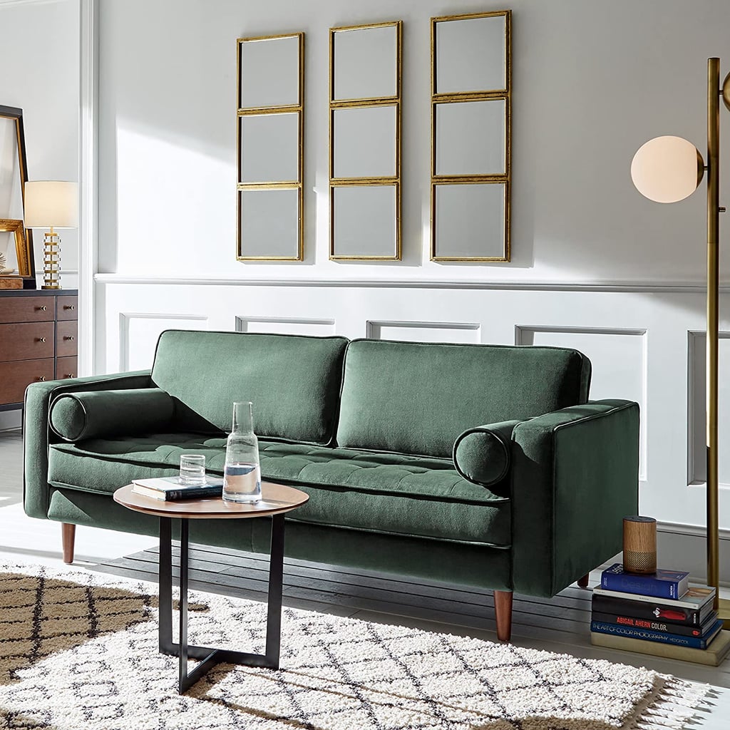 For Movie Night: Rivet Aiden Mid-Century Modern Tufted Loveseat Sofa