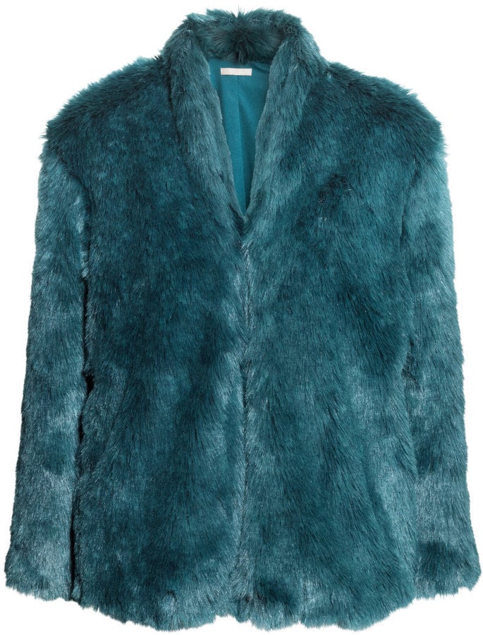 H&M Faux Fur Jacket in Teal (80) Faux Fur Jackets and Vests