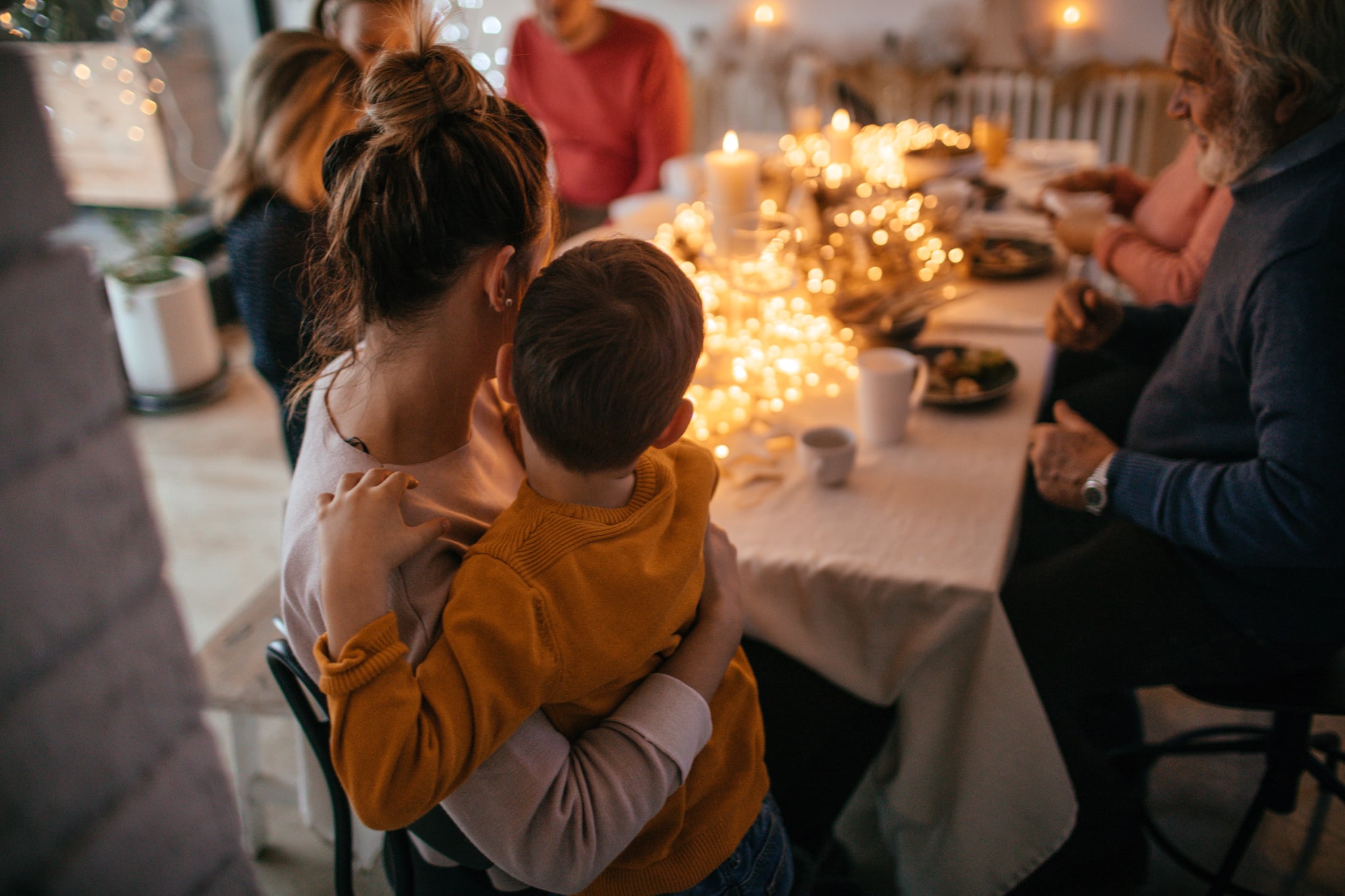 Photo of a multi-generation family during Christmas dinner