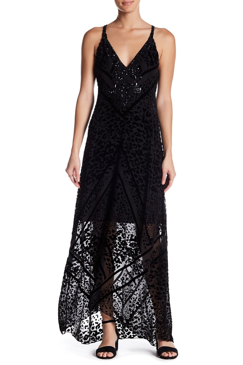 Hale Bob Beaded Velvet Silk-Blend Maxi Dress