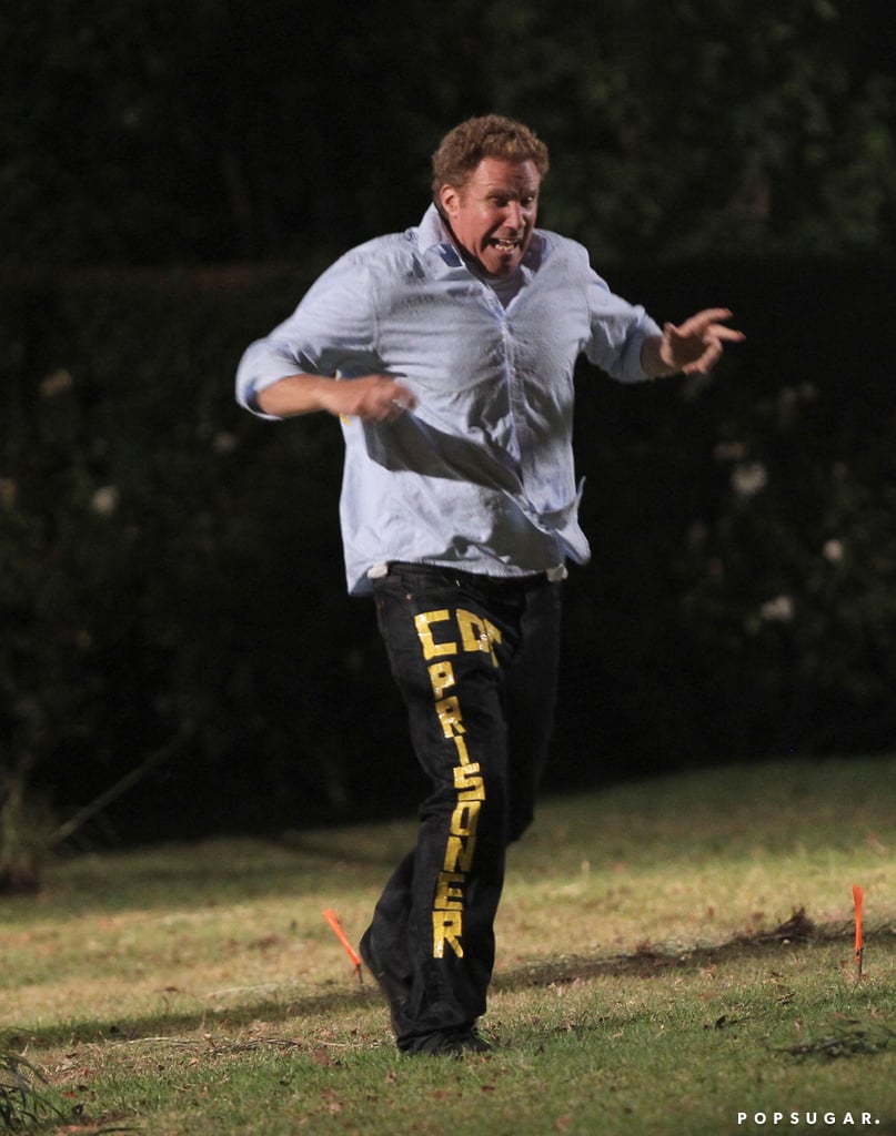 Will Ferrell ran and screamed on the set of Get Hard in LA on Tuesday.