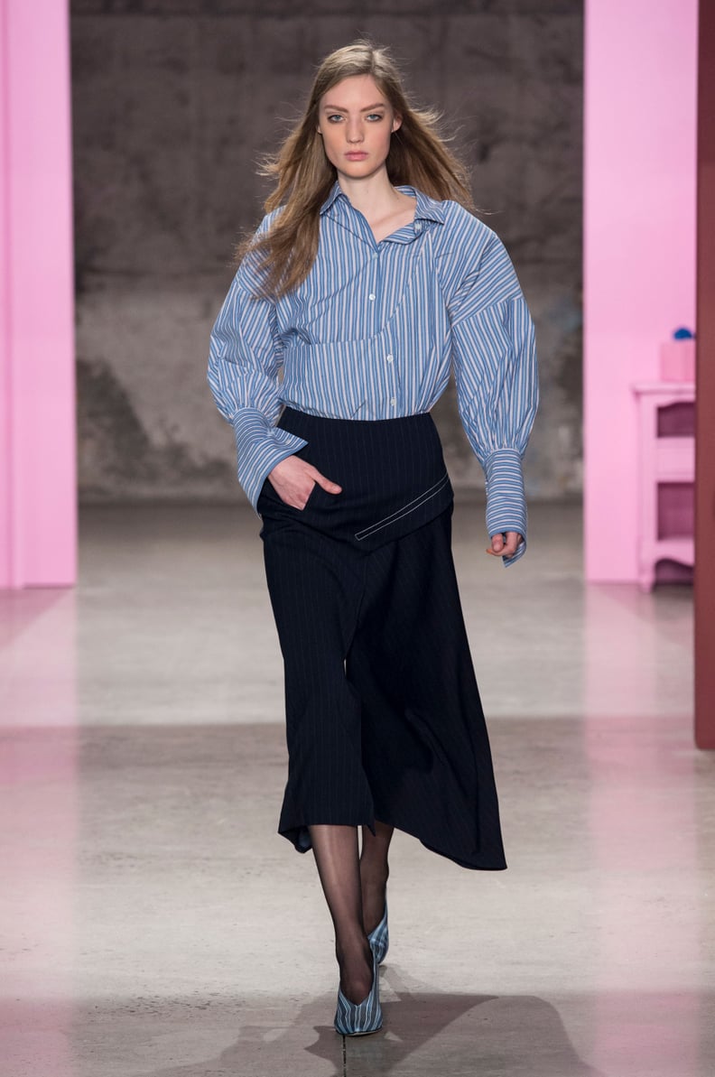 Invest in a Button-Down With Poufy Sleeves, Then Tuck Into a Slim Skirt