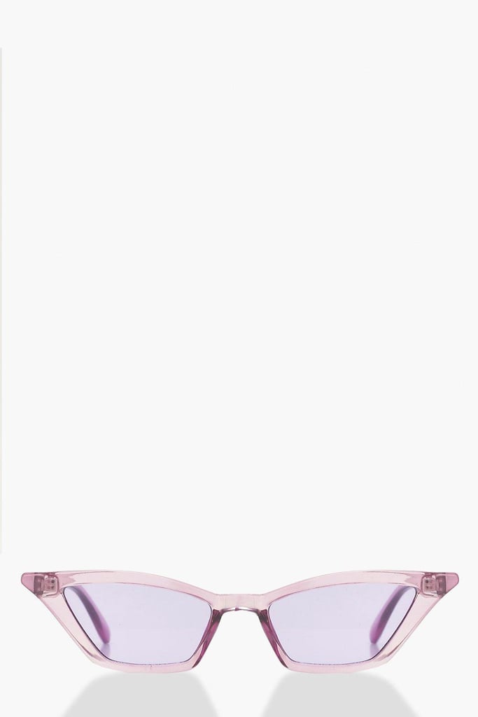 Boohoo Purple Winged Skinny Cat-Eye Sunglasses | Sunglasses Trends For ...