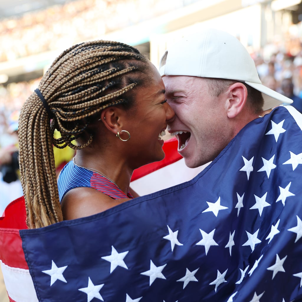 Tara Davis Kisses Hunter Woodhall After Winning First World Medal