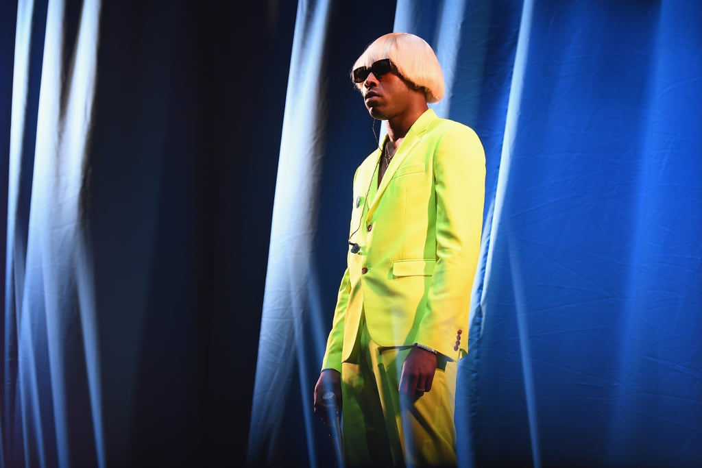 As his alter ego Igor, Tyler often wears a blonde wig and neon-coloured suits.