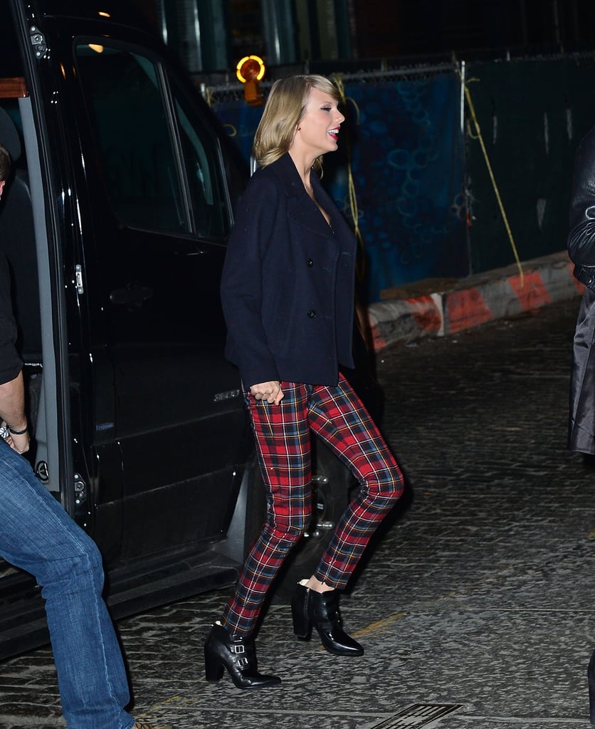 A solid choice made by Taylor: the singer ditched the plaid and wore the pattern on her pants instead.