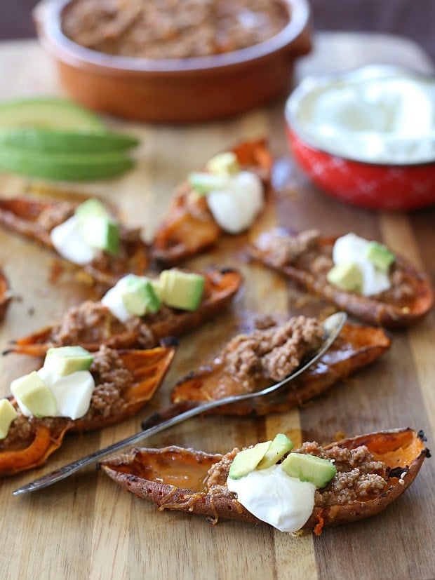 Taco Stuffed Sweet Potato Skins