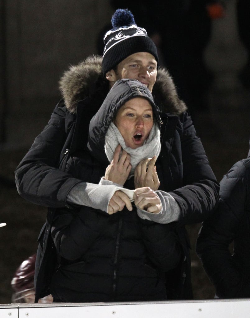 Gisele Bundchen and Tom Brady at Son Benjamin's Hockey Game