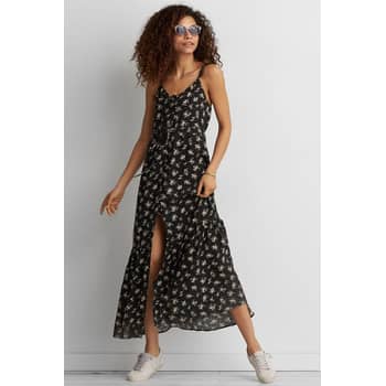 American eagle discount black wrap dress