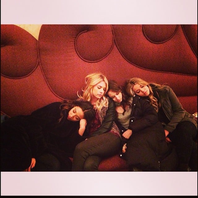 The Pretty Little Liars cast took a nap together after a 16-hour shoot.
Source: Instagram user sleepinthegardn