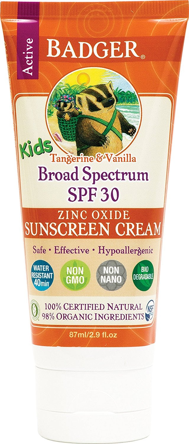 Badger Kids Sunscreen Cream, SPF 30 (Tangerine and Vanilla)