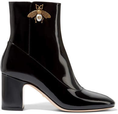 Gucci Embellished Patent-leather Ankle Boots