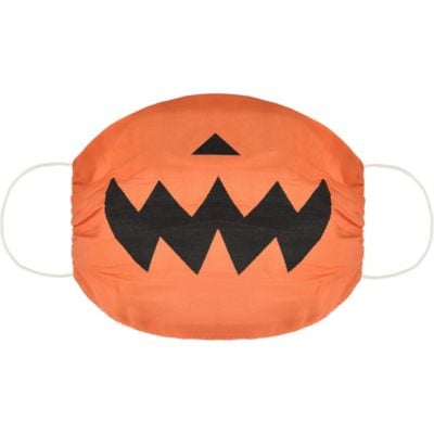 Child Orange Jack-o'-Lantern Face Mask