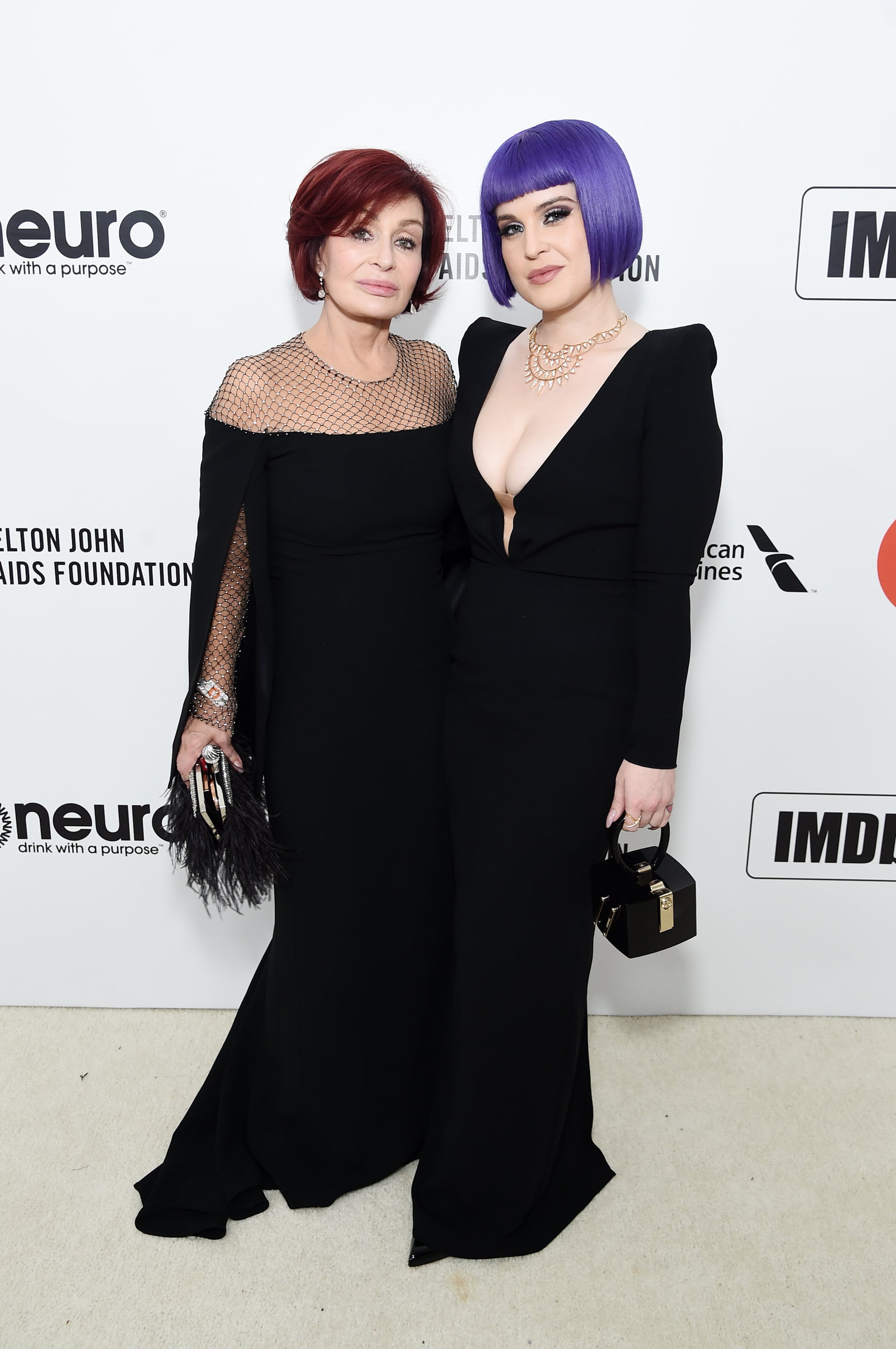 WEST HOLLYWOOD, CALIFORNIA - FEBRUARY 09: (L-R) Sharon Osbourne and Kelly Osbourne attend the 28th Annual Elton John AIDS Foundation Academy Awards Viewing Party sponsored by IMDb, Neuro Drinks and Walmart on February 09, 2020 in West Hollywood, California. (Photo by Jamie McCarthy/Getty Images for EJAF)