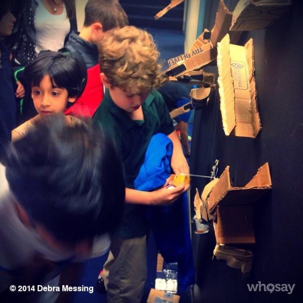 Debra Messing's son, Roman Zelman, looked intrigued by something he saw during his school's science night.
Source: Instagram user therealdebramessing