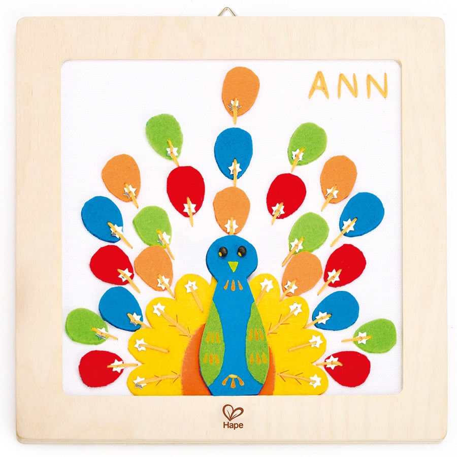For Preschoolers: Hape Proud Peacock Embroidery Kit