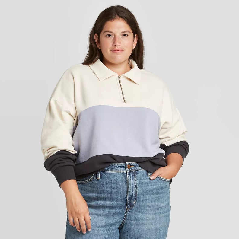 Universal Thread Quarter Zip-Up High Neck Pullover Sweatshirt
