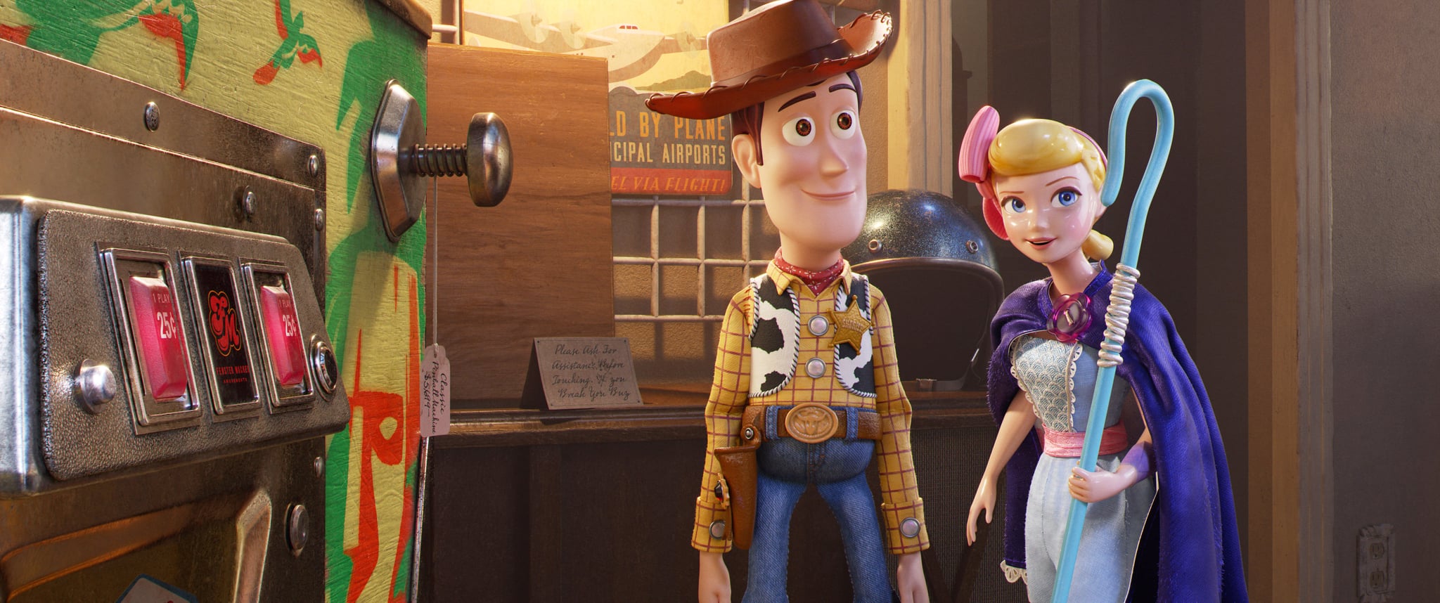 TOY STORY 4, from left: Woody (voice: Tom Hanks), Bo Peep (voice: Annie Potts), 2019.  Walt Disney Studios Motion Pictures / courtesy Everett Collection