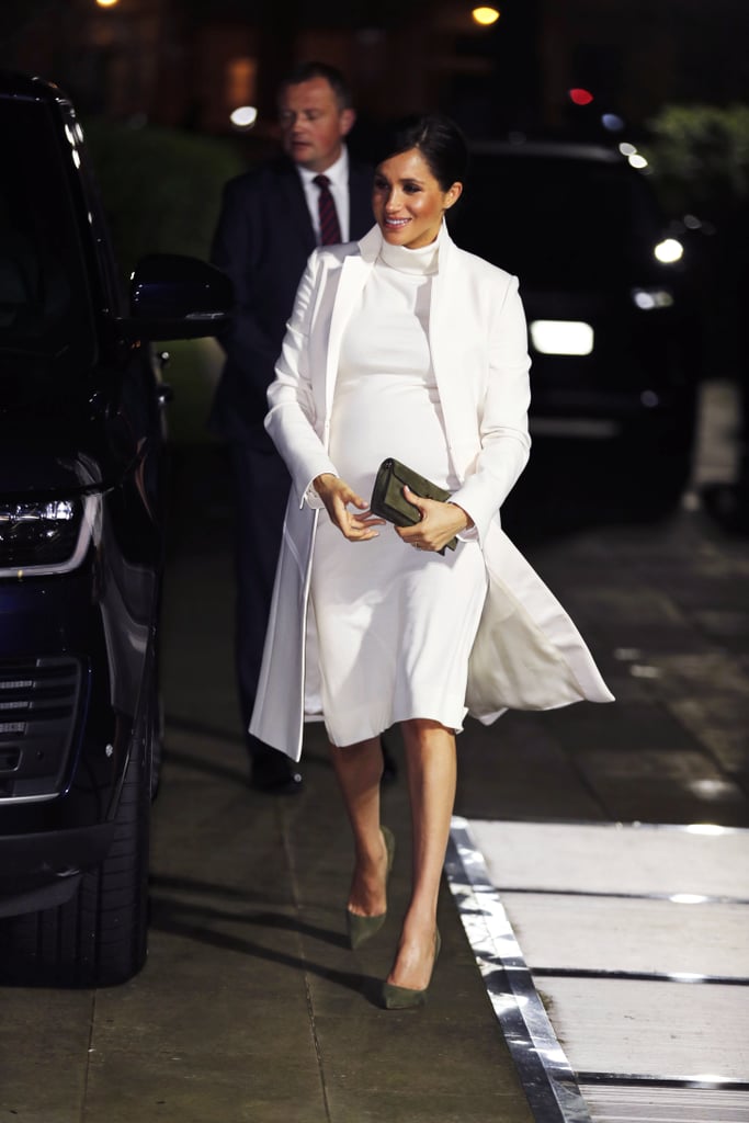 Meghan Markle White Calvin Klein Dress and Coat 2019