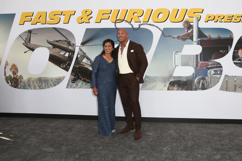 Dwayne Johnson and His Mom at Hobbs and Shaw LA Premiere