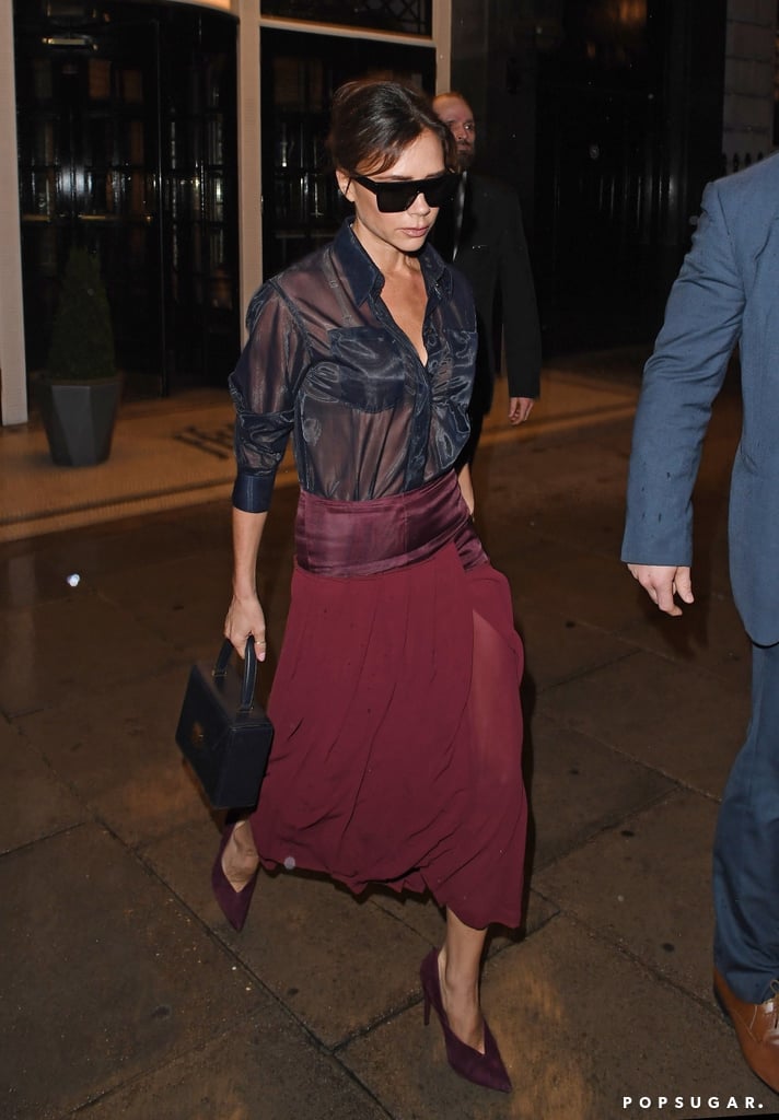 Victoria Beckham Wearing Sheer Button Down | POPSUGAR Fashion
