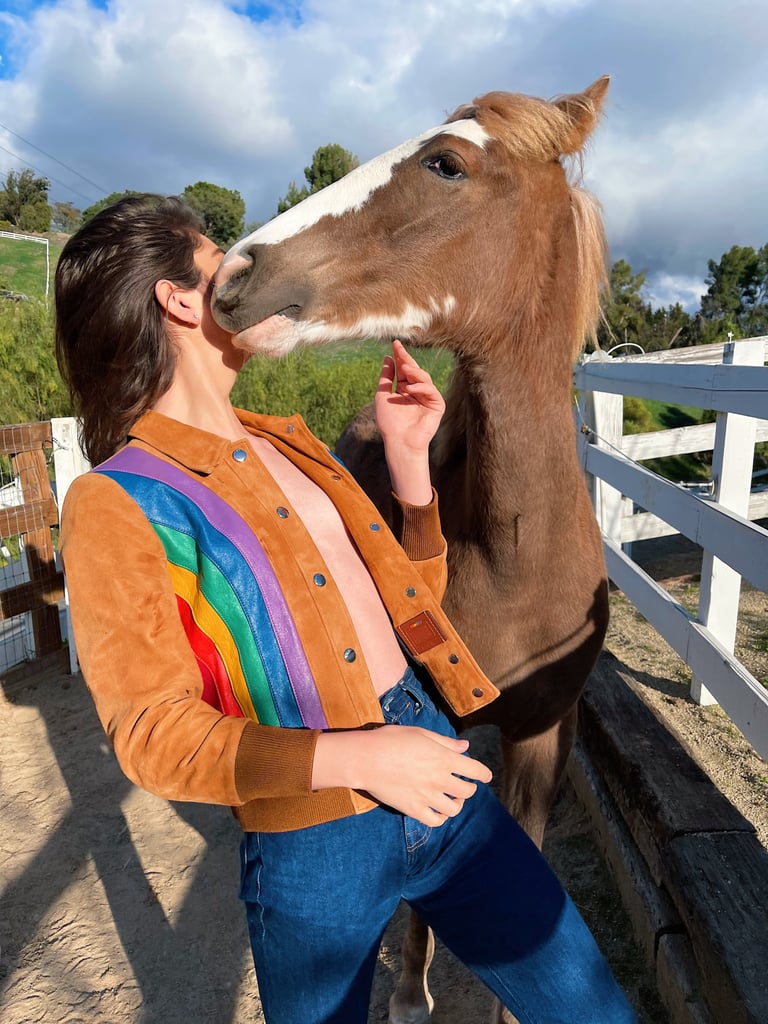 "This jacket is from Coach's pride collection. I also grew up around horses and they're still my security blanket for mental health."