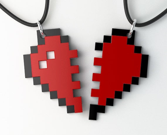 Show off your unbreakable bond just like you did in grade school with this fun pixel heart friendship key chain ($16) set.