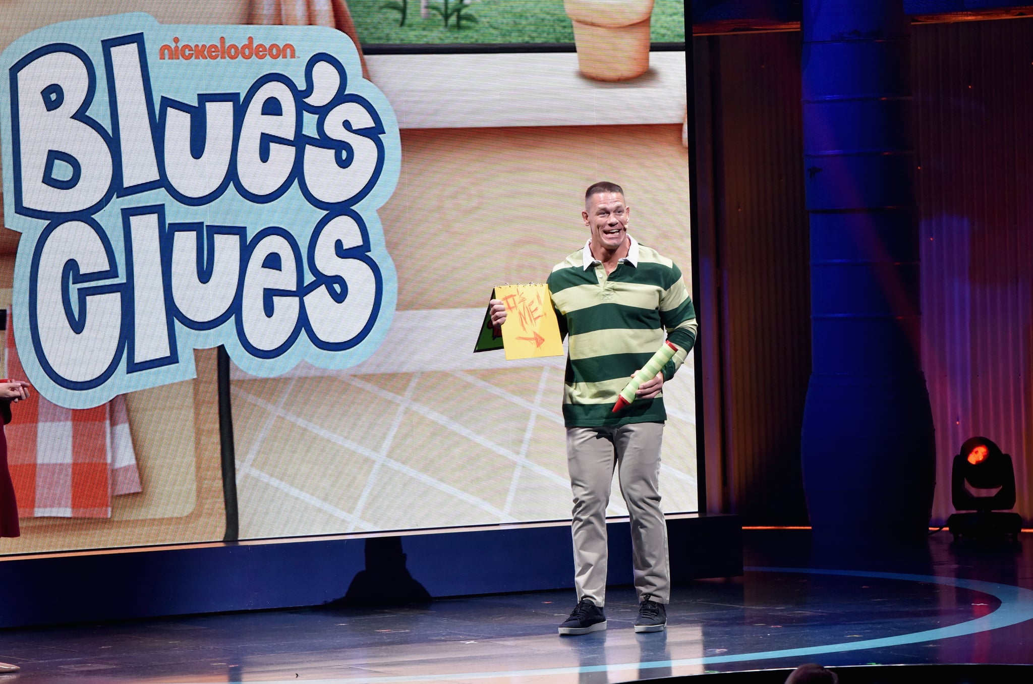 NEW YORK, NY - MARCH 06: John Cena speaks onstage at the Nickelodeon Upfront 2018 at Palace Theatre on March 6, 2018 in New York City. (Photo by Bryan Bedder/Getty Images for New Games Productions Inc. )