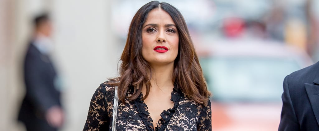 Salma Hayek's Gucci Dress on Jimmy Kimmel Live 2016
