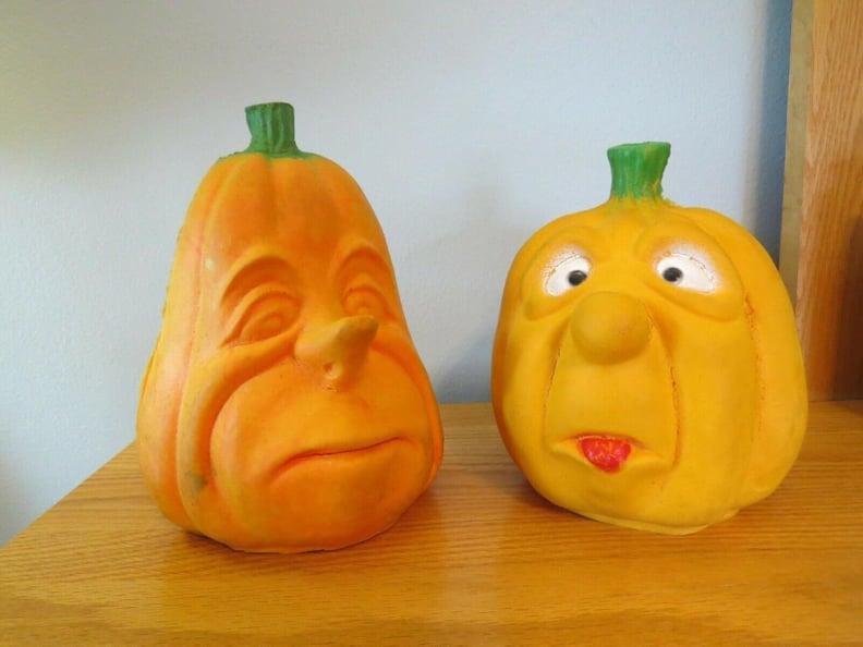 Two Vintage Foam Pumpkin Heads