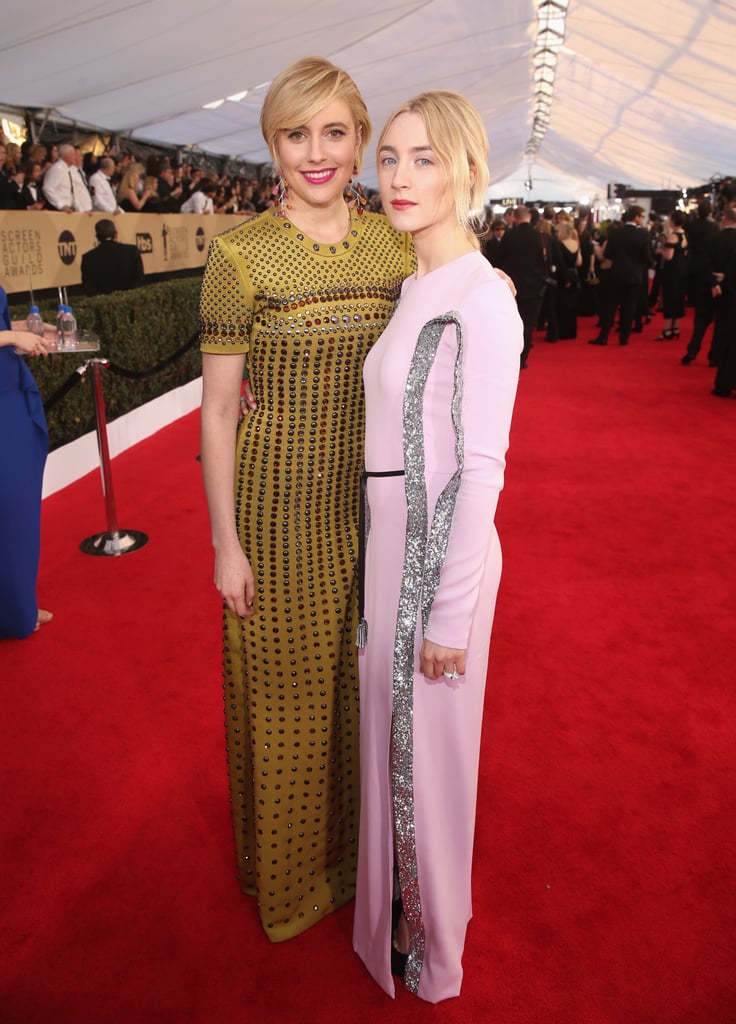 Greta and Saoirse matched in floor-length gowns at the Screen Actors Guild Awards in January.