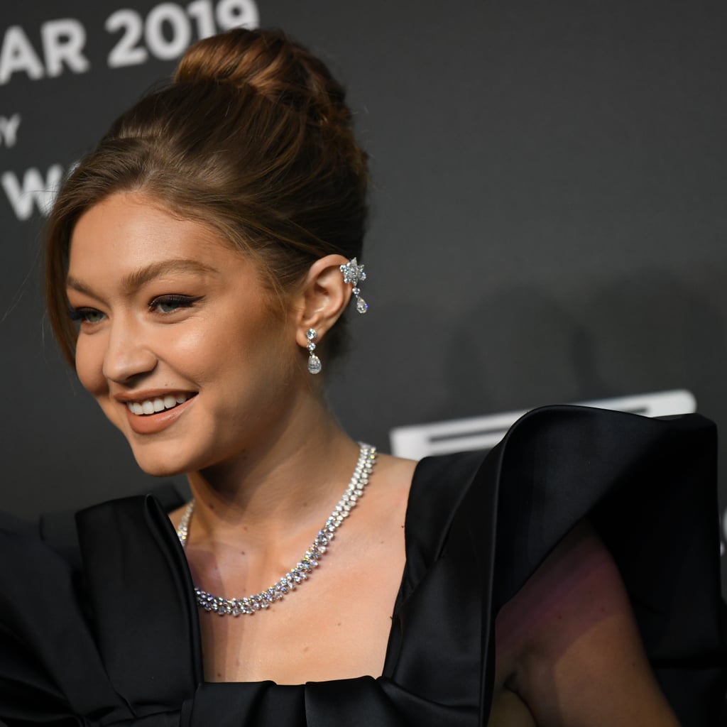 Gigi Hadid Black Zac Posen Dress at Pirelli Calendar Event | POPSUGAR