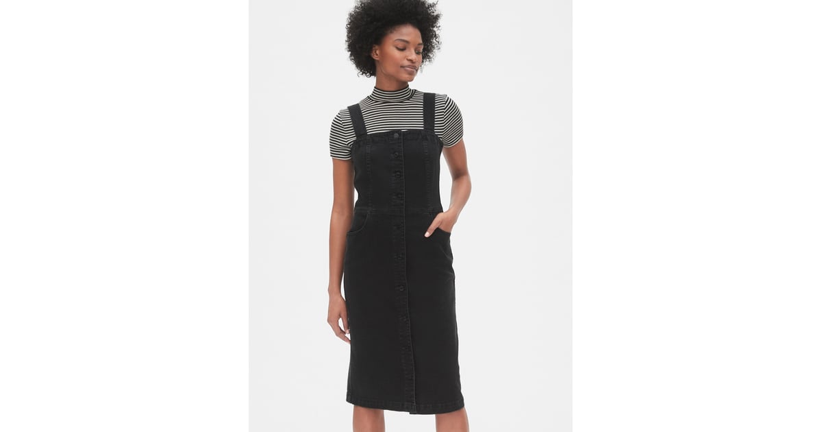 black button up denim dress