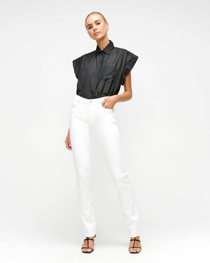 7 For All Mankind Slim Illusion Kimmie Straight in Luxe White