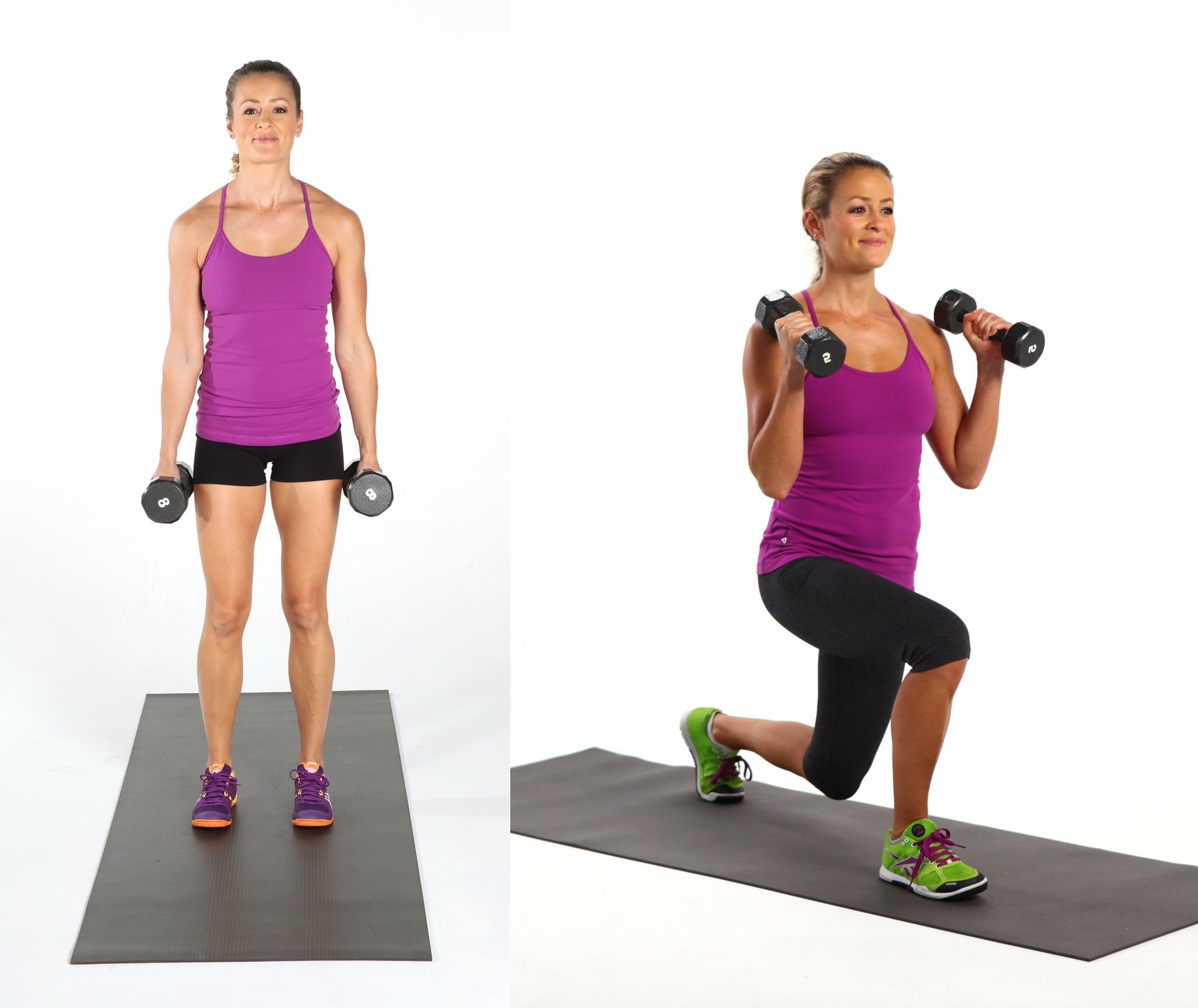 Alternating Forward Lunge With Bicep Curl