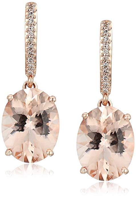 Rose Gold Morganite and Diamond Accented Drop Earrings
