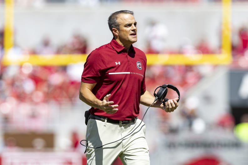 FAYETTEVILLE, ARKANSAS - SEPTEMBER 10: Head Coach Shane Beamer of the South Carolina Gamecocks on the field during a game against the Arkansas Razorbacks at Donald W. Reynolds Razorback Stadium on September 10, 2022 in Fayetteville, Arkansas. The Razorbac