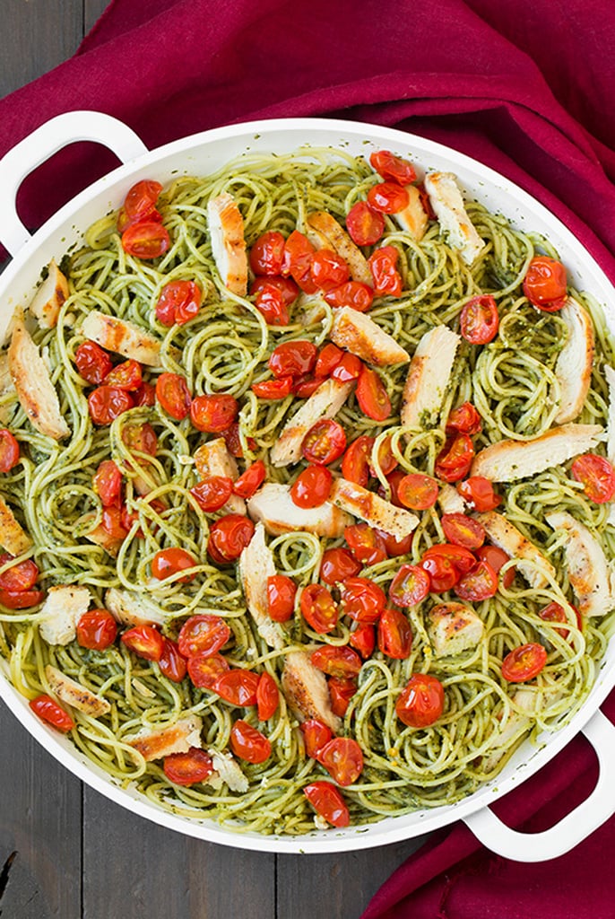 Pesto Spaghetti With Roasted Tomatoes and Chicken