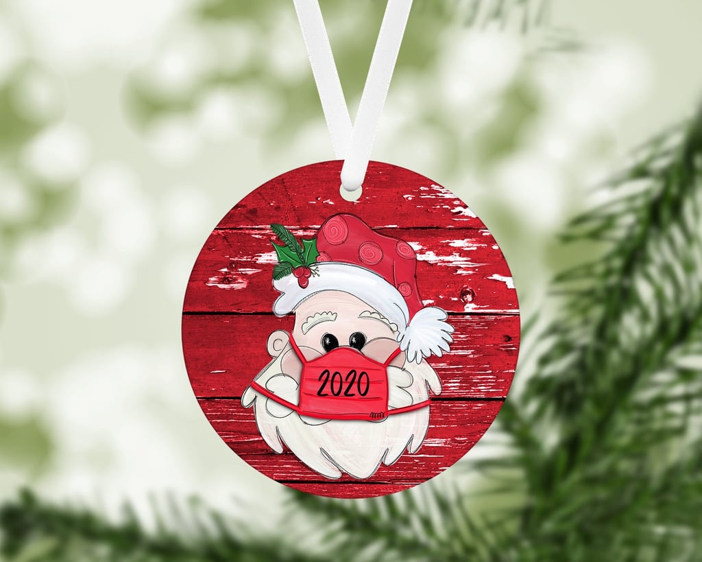 Santa Wearing a Face Mask Ornament